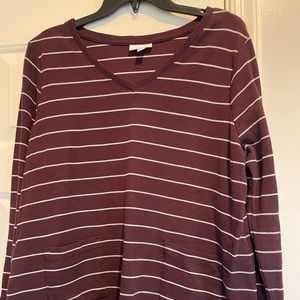J.Jill purple striped long sleeve shirt women’s size large petite HOST PICK!